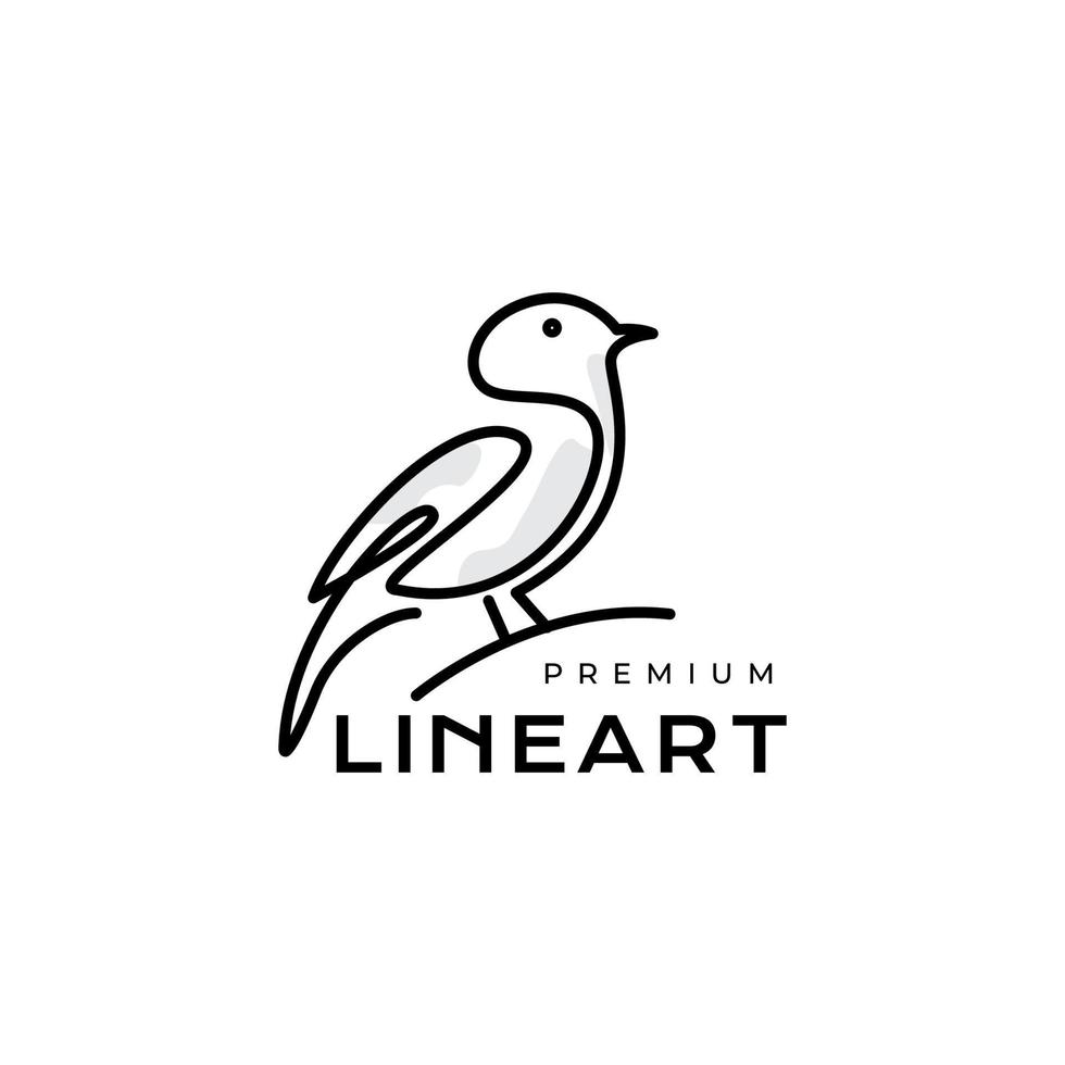wren bird lines art minimal logo design vector