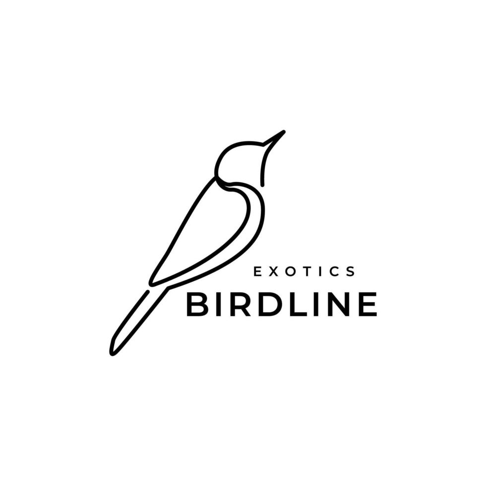 exotic bird continuous line minimalist logo design vector