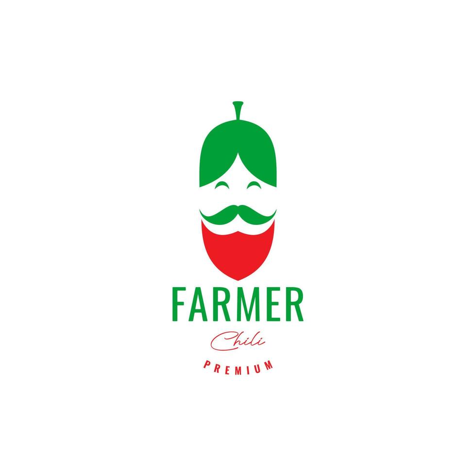 old man farmer with chili hot color logo design vector