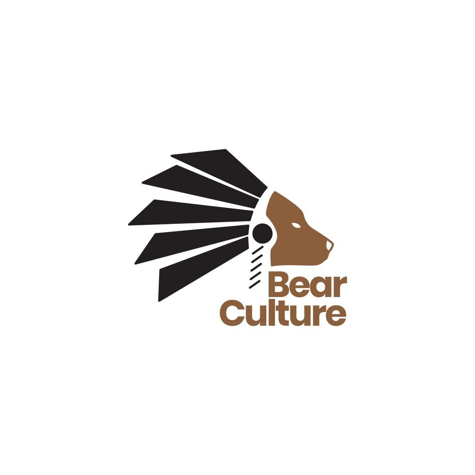 bear with apache tribe culture logo design vector