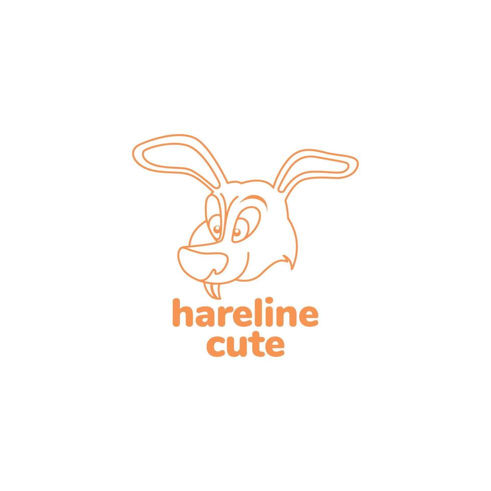 hare with tooth cute mascot line logo design vector