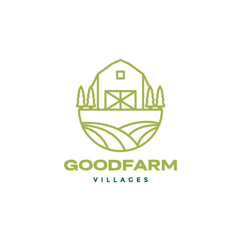 almacén con diseño de logotipo de aldea de granja de campo vector