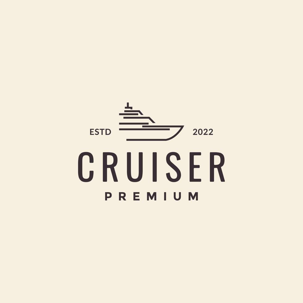 diseño de logotipo hipster de línea oceánica de crucero vector