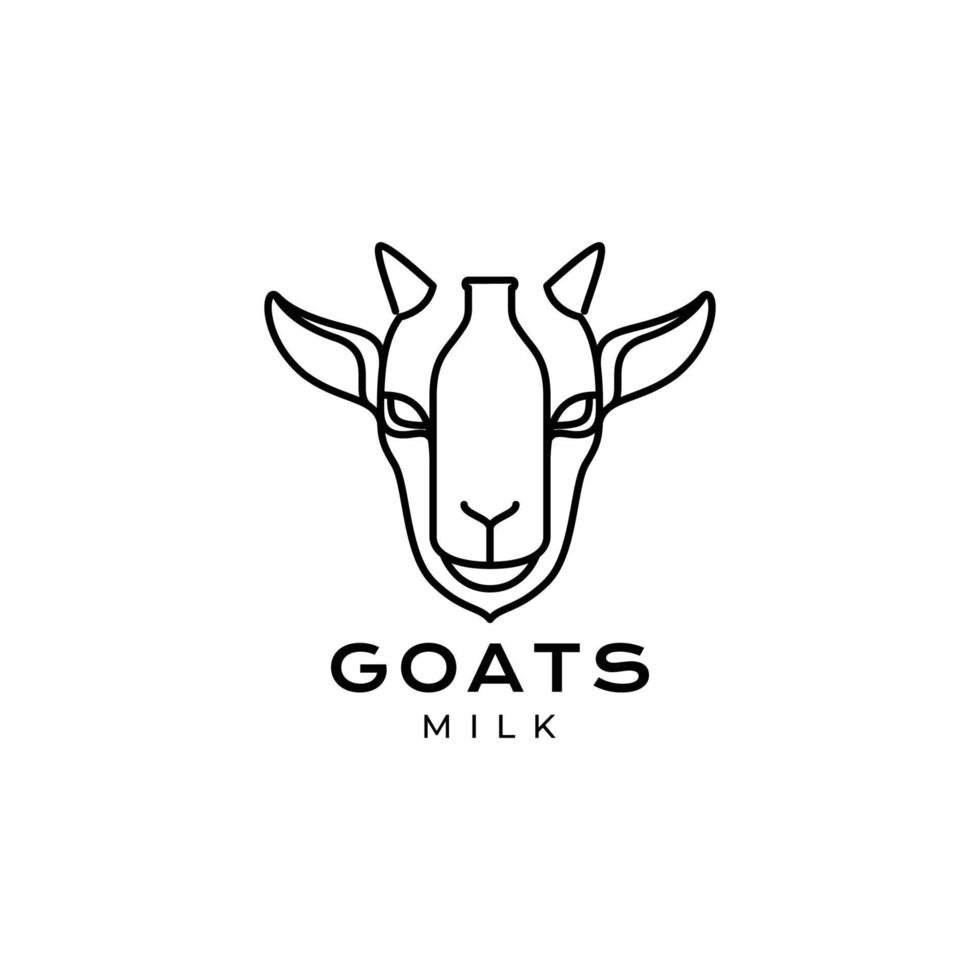 milk bottle with head goat minimalist mascot logo design vector