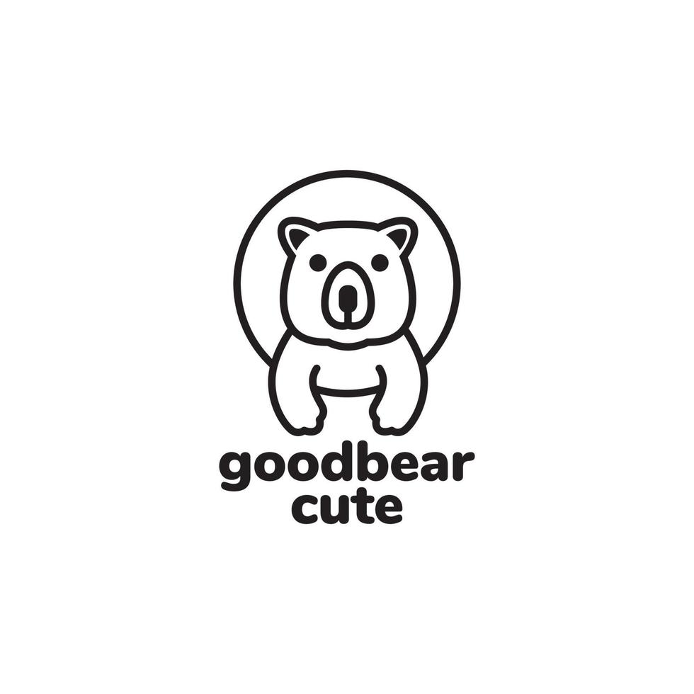 bear little cute line minimalist mascot logo design vector