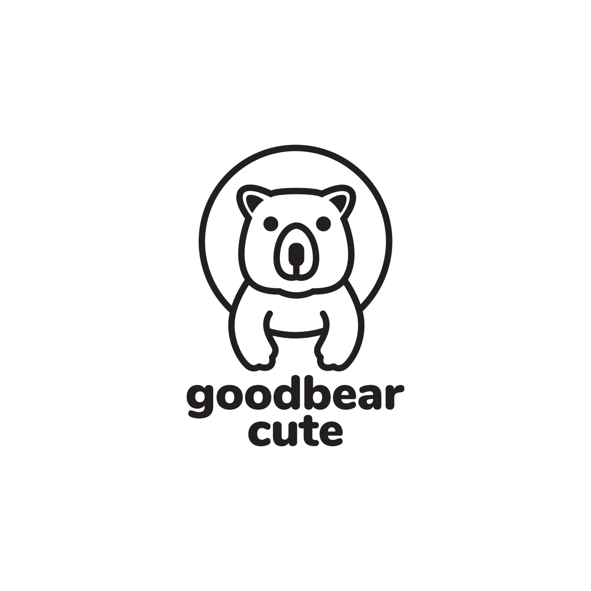 bear little cute line minimalist mascot logo design vector 14564614