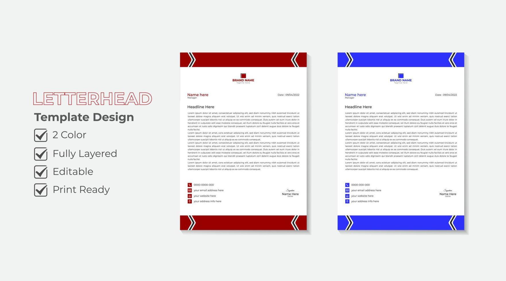 Minimalist Corporate letterhead template design vector