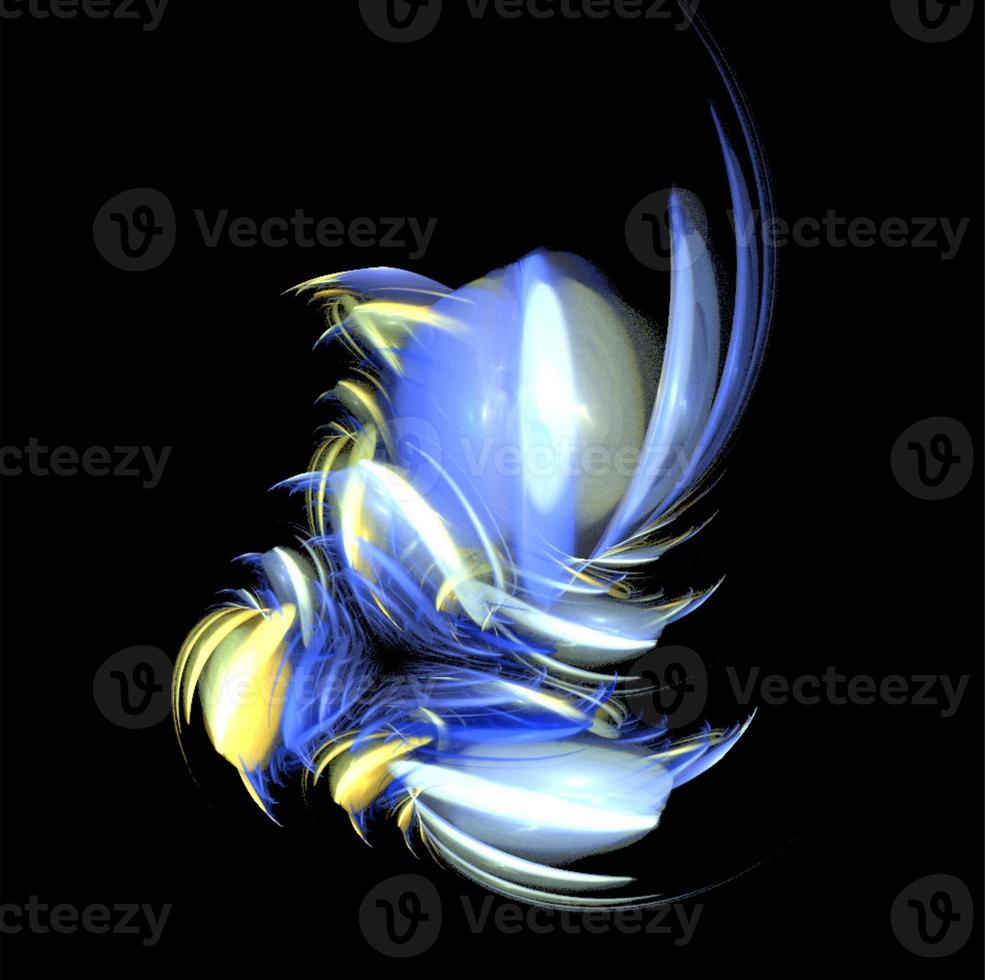 yellow blue abstract element on black background, digital graphic, background, modern design photo