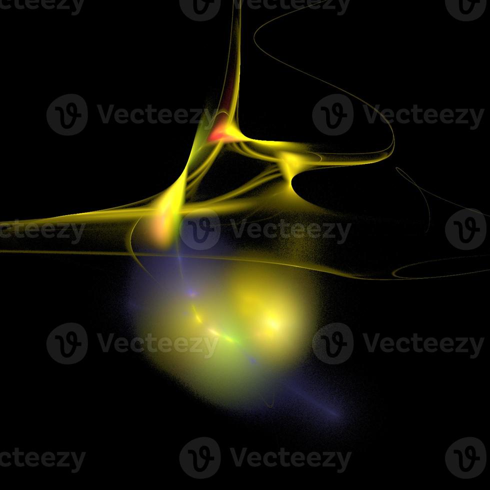 yellow blue abstract element on black background, digital graphic, background, modern design photo
