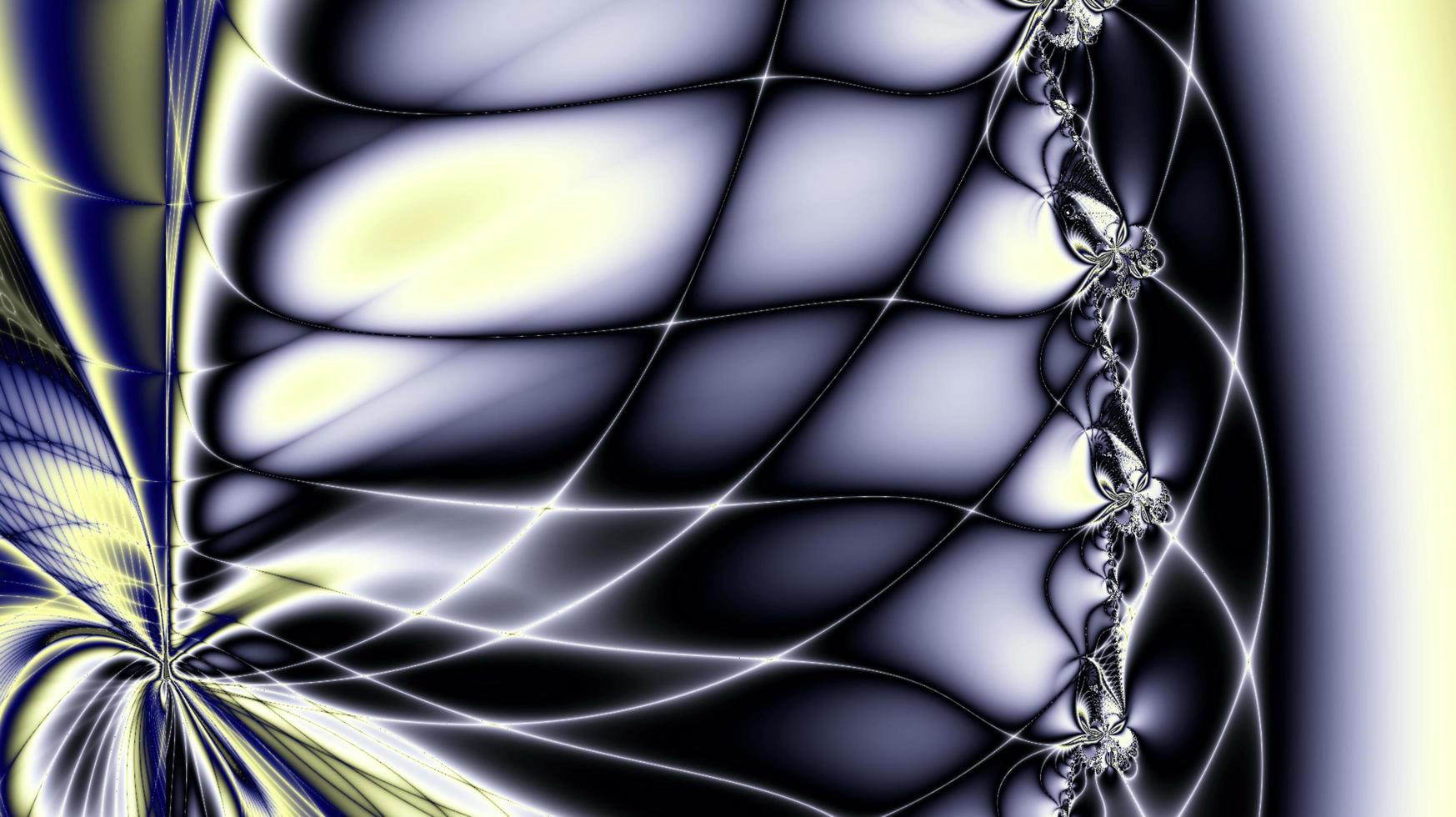 bright abstract blue-yellow pattern from lines of weaves and flowers, background, design photo