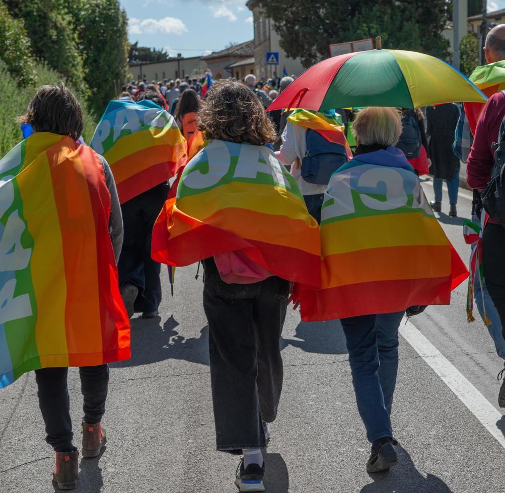 Assisi Italy 2022 March for peace against all war that starts from Perugia and arrives in Assisi photo