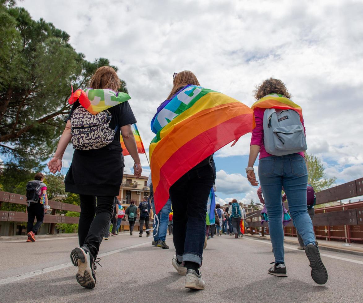 Assisi Italy 2022 March for peace against all war that starts from Perugia and arrives in Assisi photo