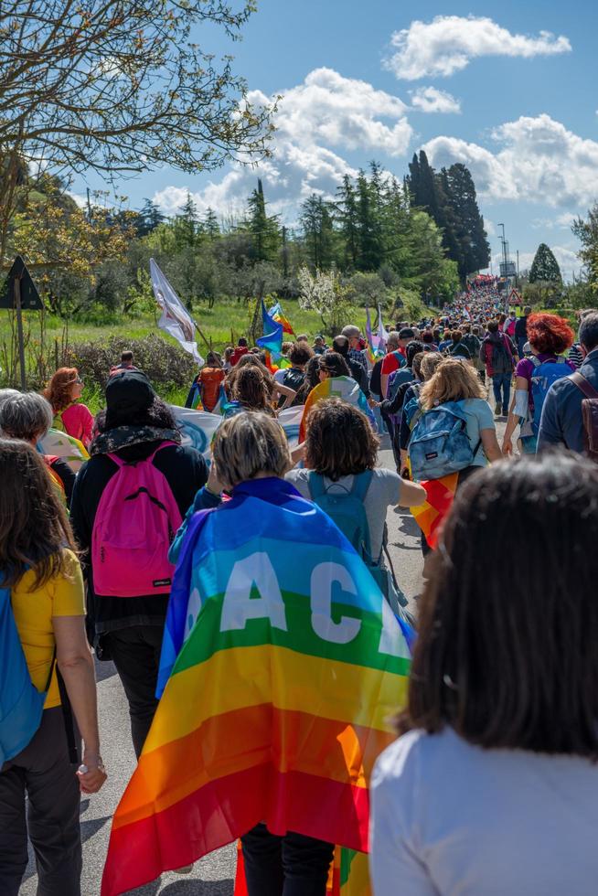 Assisi Italy 2022 March for peace against all war that starts from Perugia and arrives in Assisi photo