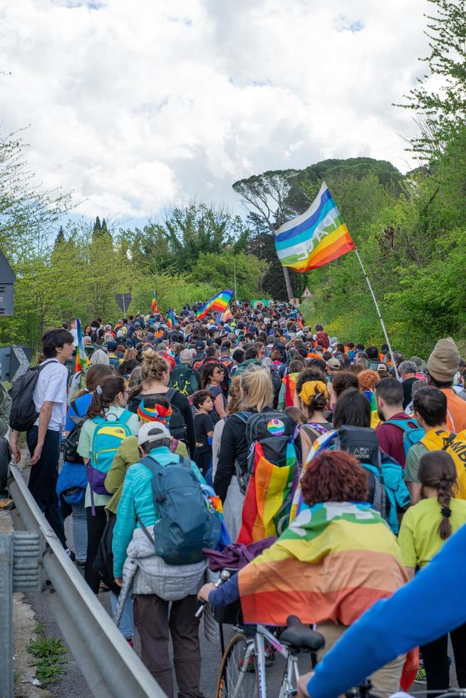 Assisi Italy 2022 March for peace against all war that starts from Perugia and arrives in Assisi photo