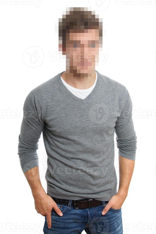 man with pixelated face photo