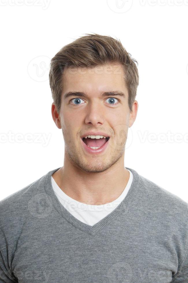 open-mouthed young man photo