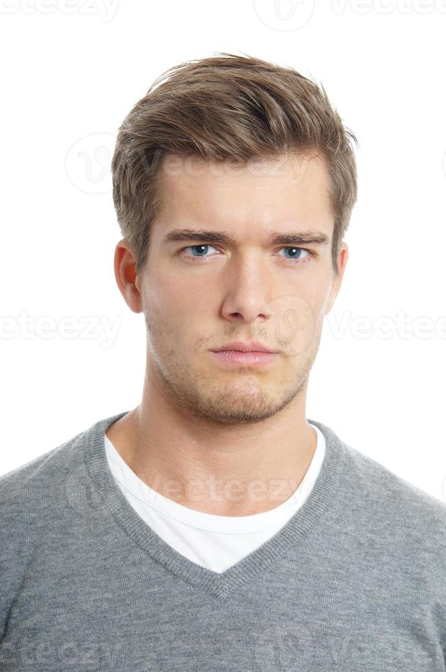 young man looking serious photo