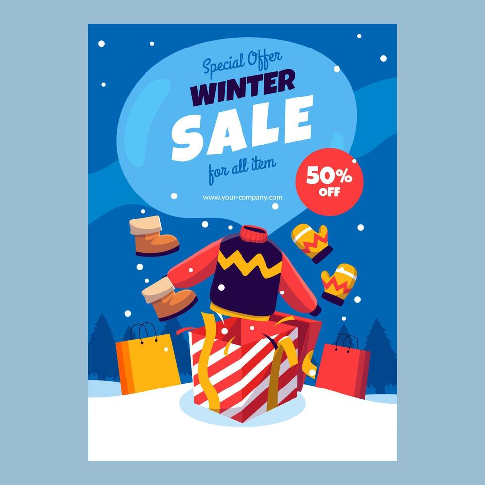 Winter Sale Poster Template vector