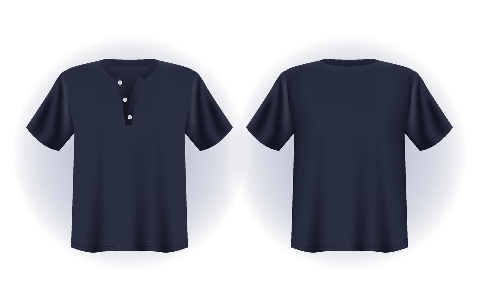 3D Black Henley T Shirt Mockup vector