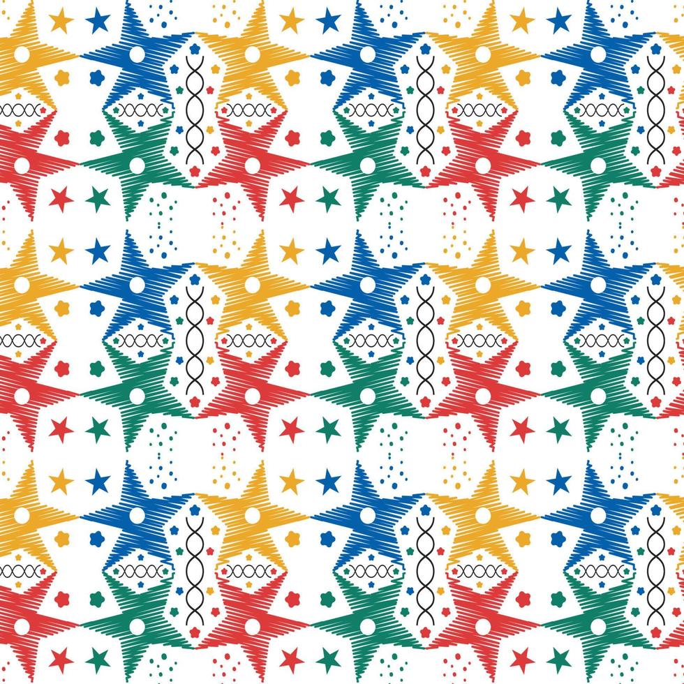 pattern design with stars, dots and lines vector
