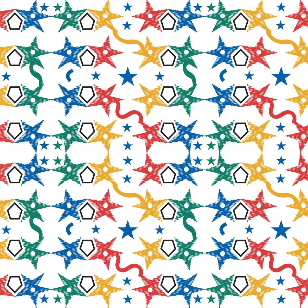 pattern design with stars, dots and lines vector