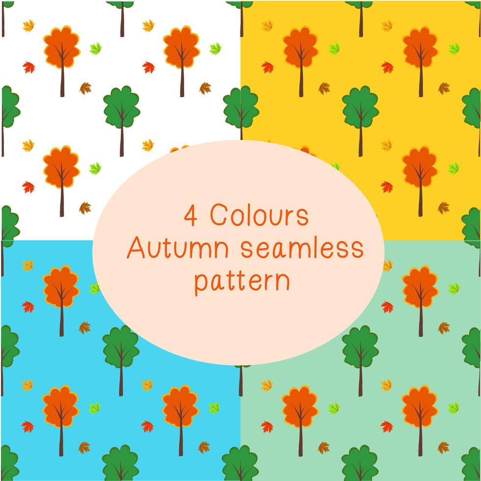 4 colores otoño de patrones sin fisuras vector