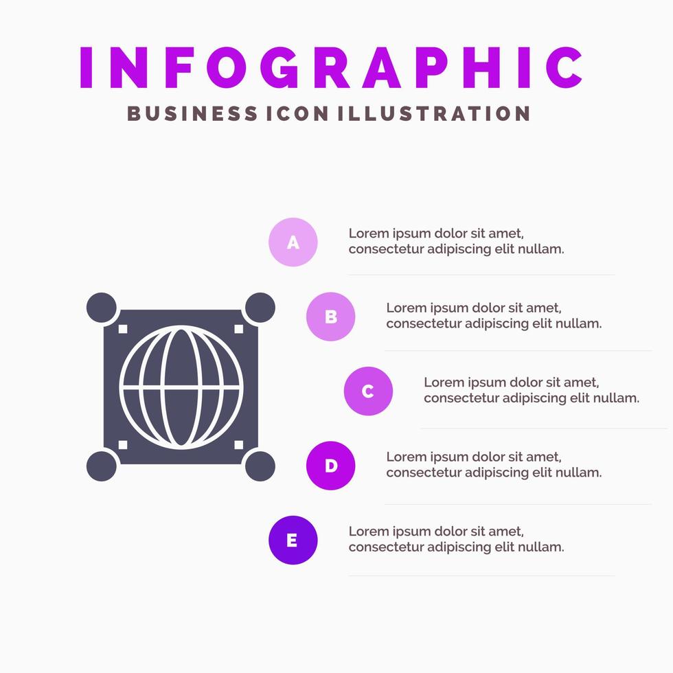 Globe Global World Science Solid Icon Infographics 5 Steps Presentation Background vector