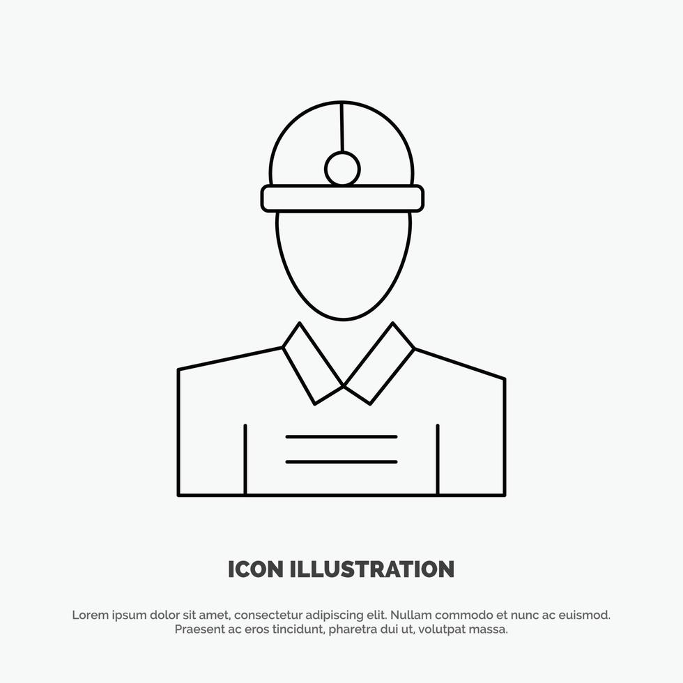 Construction Engineer Worker Work Line Icon Vector