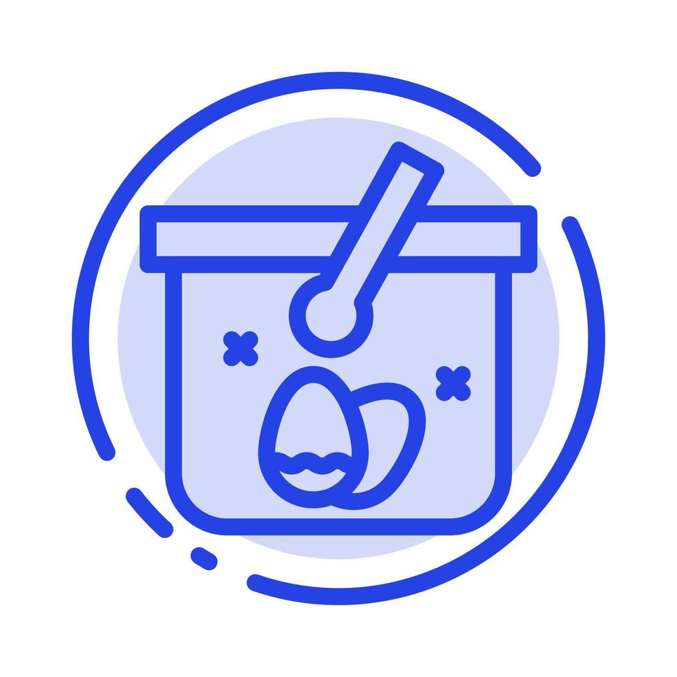 Basket Cart Egg Easter Blue Dotted Line Line Icon vector