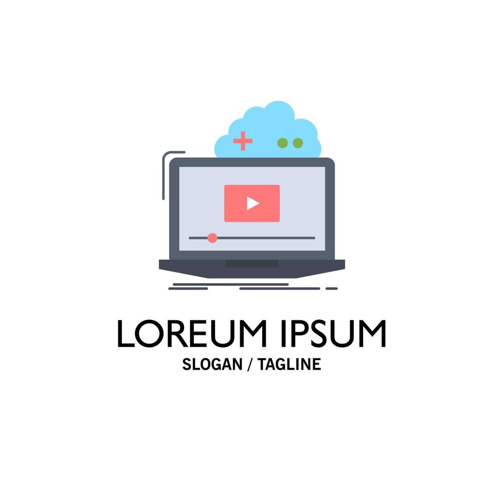 Cloud game online streaming video Flat Color Icon Vector