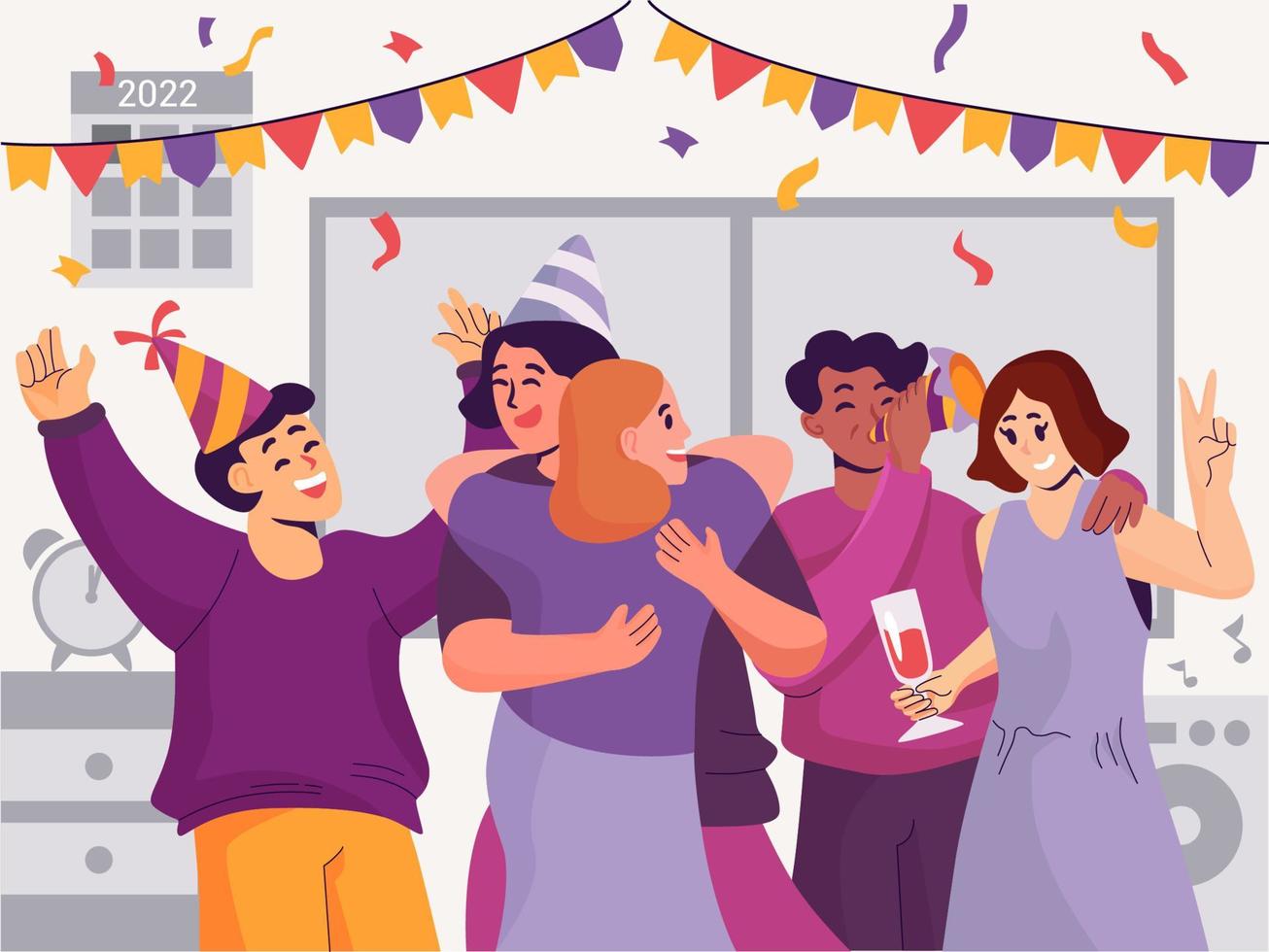 People Celebrating New Year vector