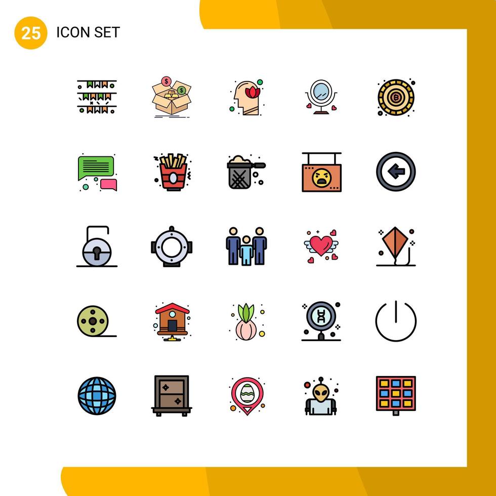 Stock Vector Icon Pack of 25 Line Signs and Symbols for wedding merroir money lotus head Editable Vector Design Elements