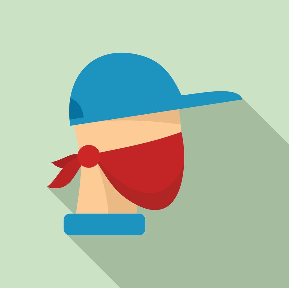 Masked protester icon, flat style vector