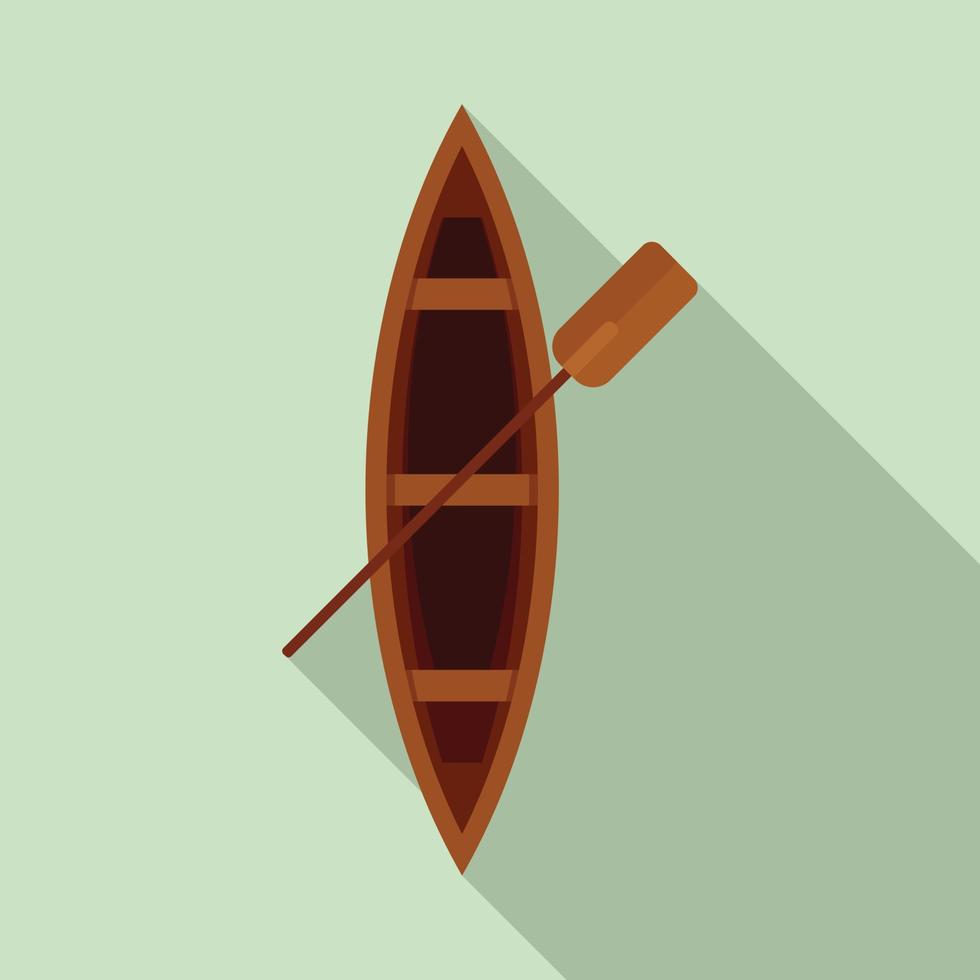 Top view wood boat icon, flat style vector