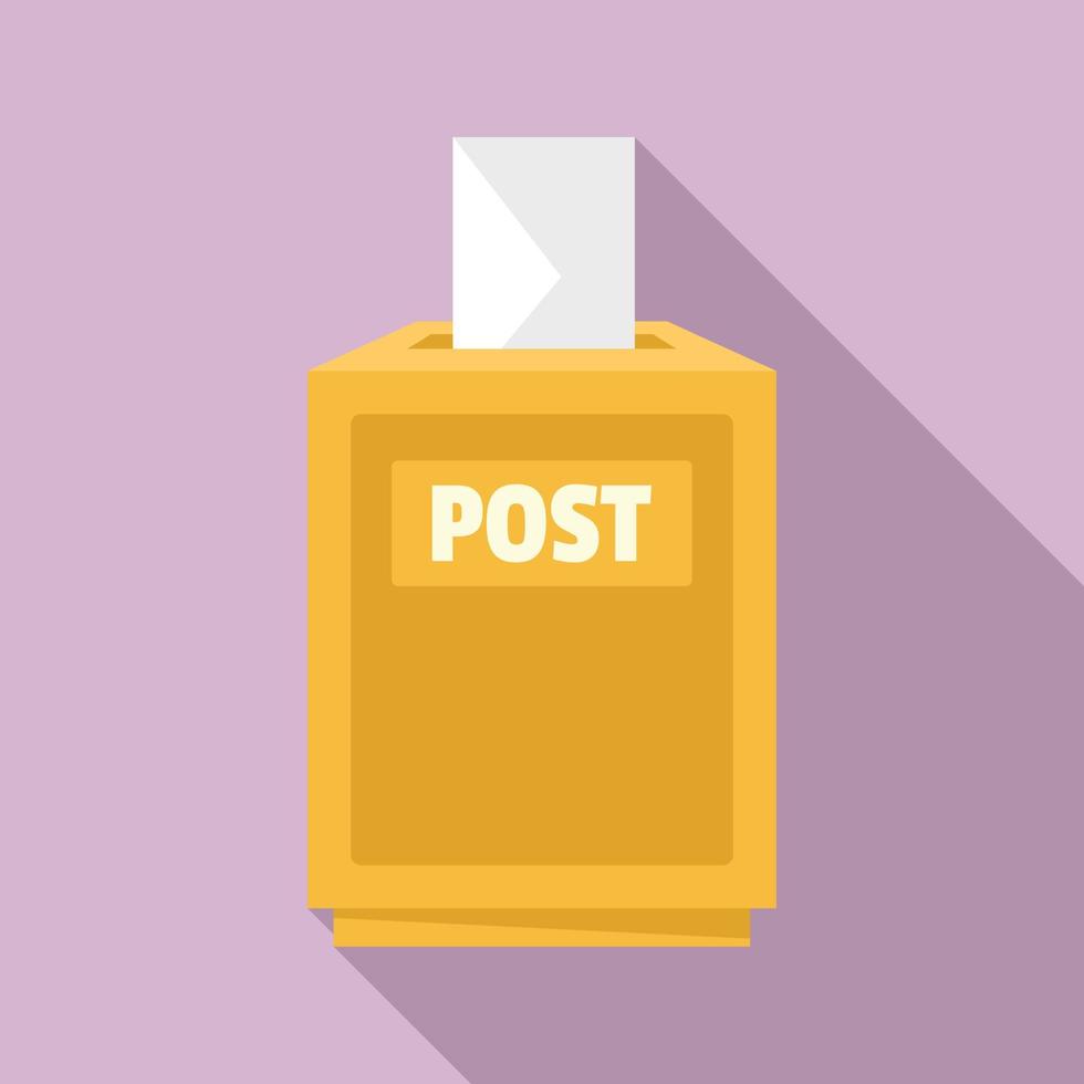 Envelope in post box icon, flat style vector