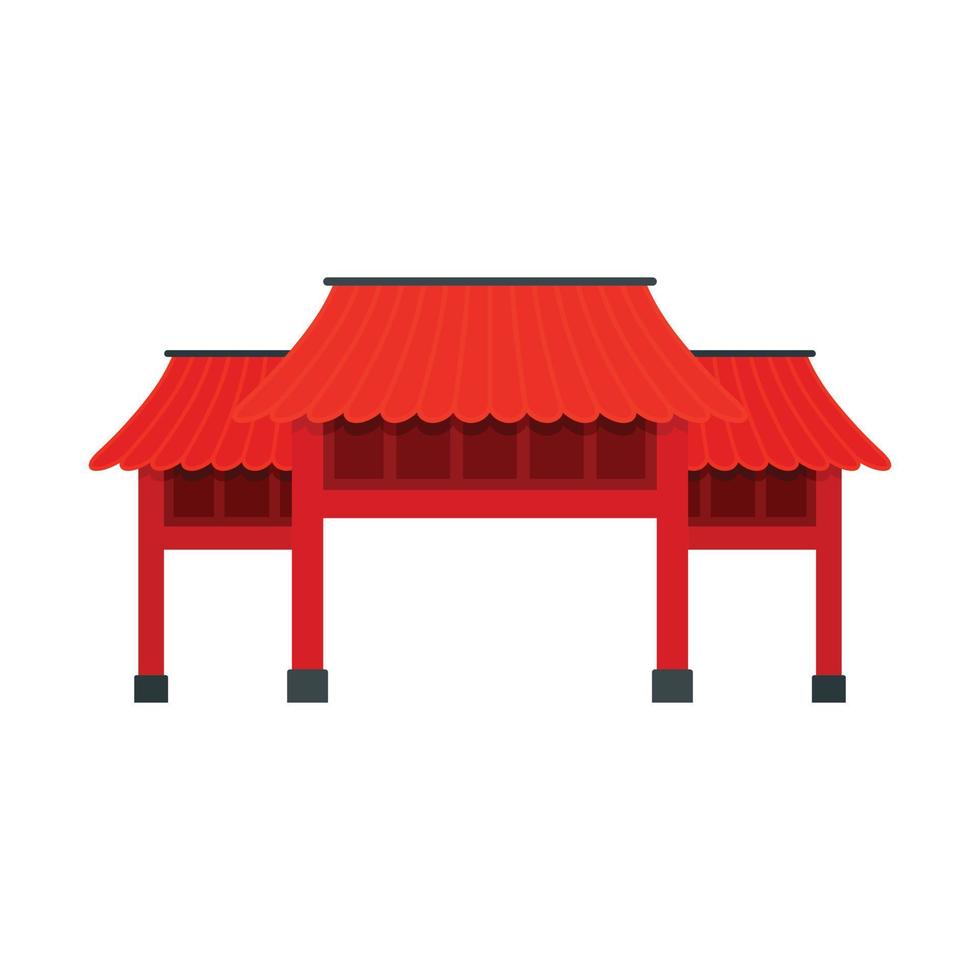 Red asian arch icon, flat style vector