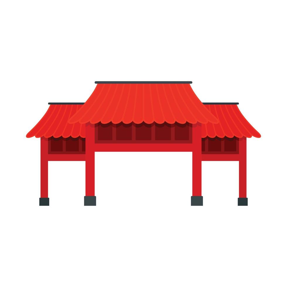 Red asian arch icon, flat style vector