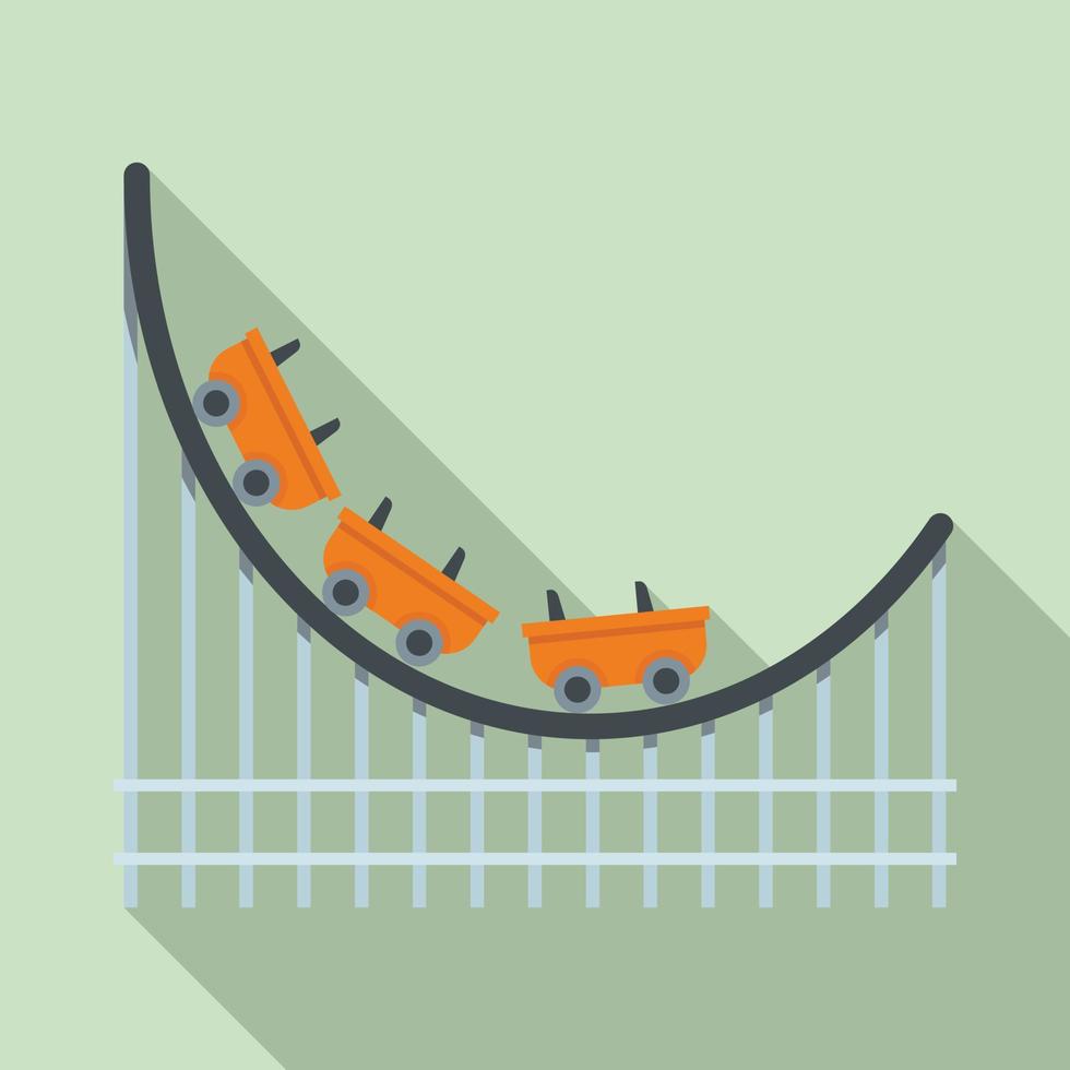 Scary roller coaster icon, flat style vector