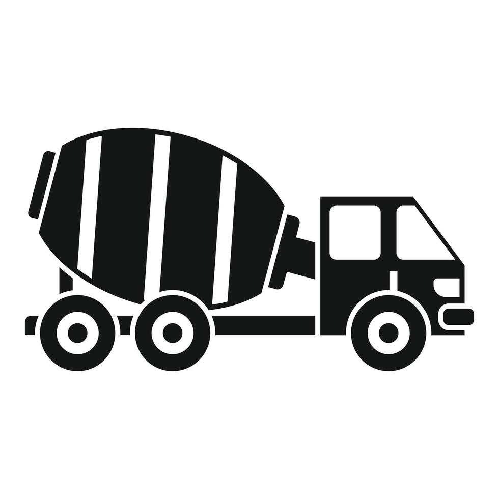Cement mixer truck icon, simple style vector