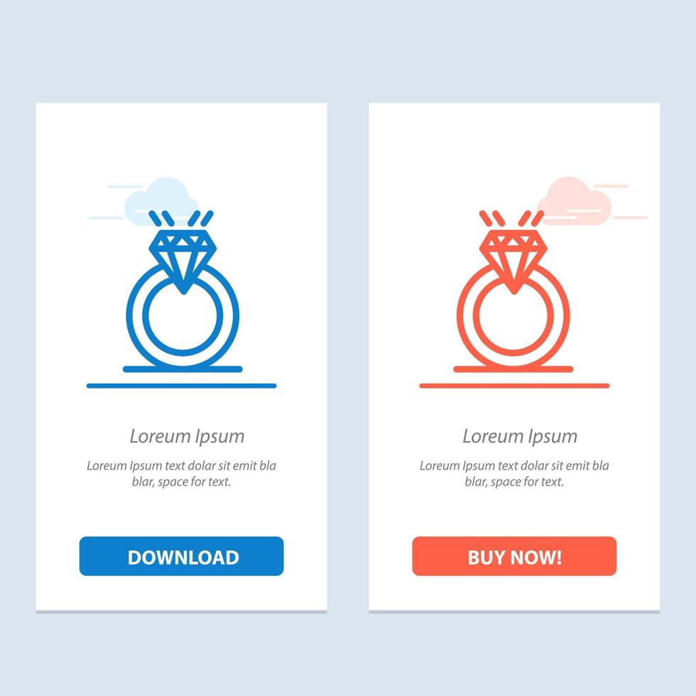 Ring Diamond Proposal Marriage Love  Blue and Red Download and Buy Now web Widget Card Template vector
