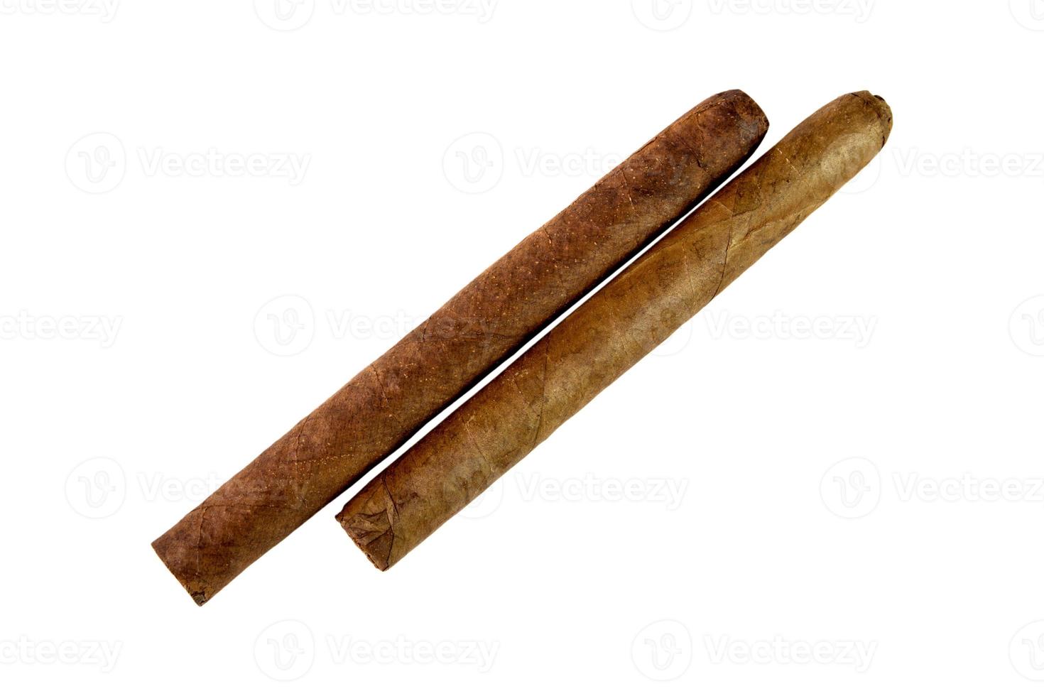 two cuban cigars closeup photo