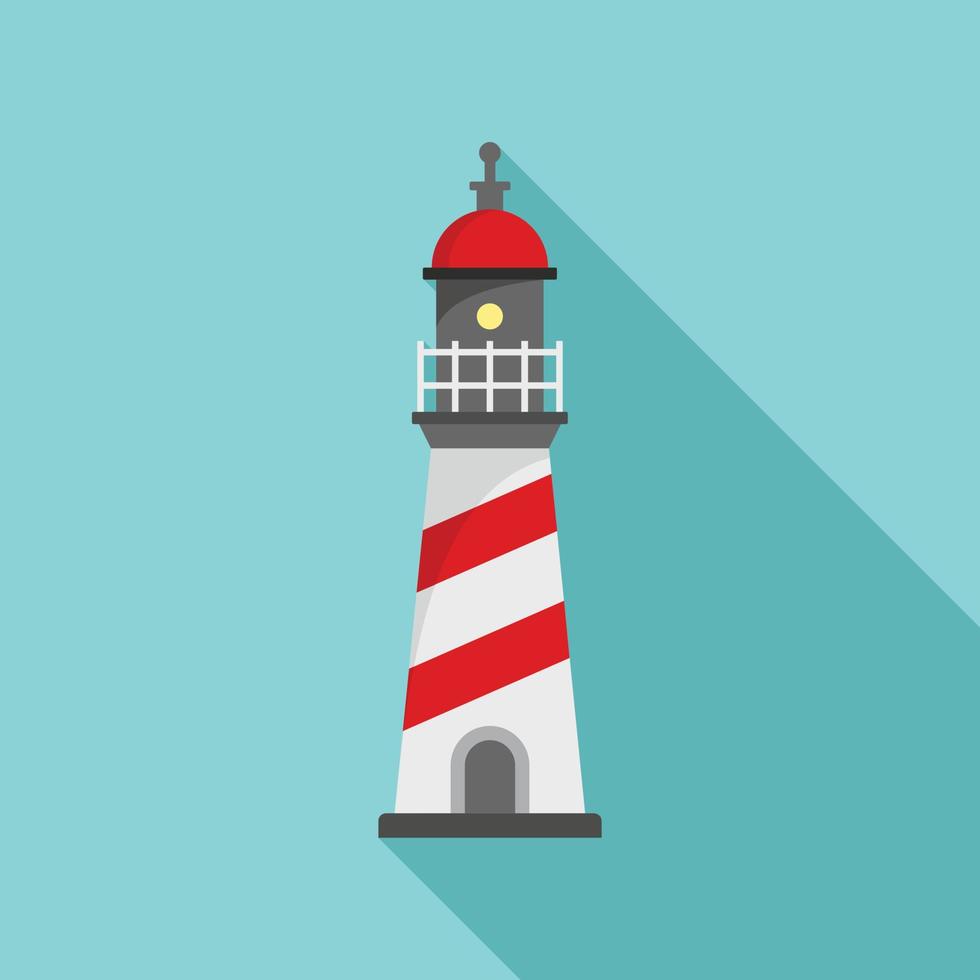 Warning lighthouse icon, flat style vector