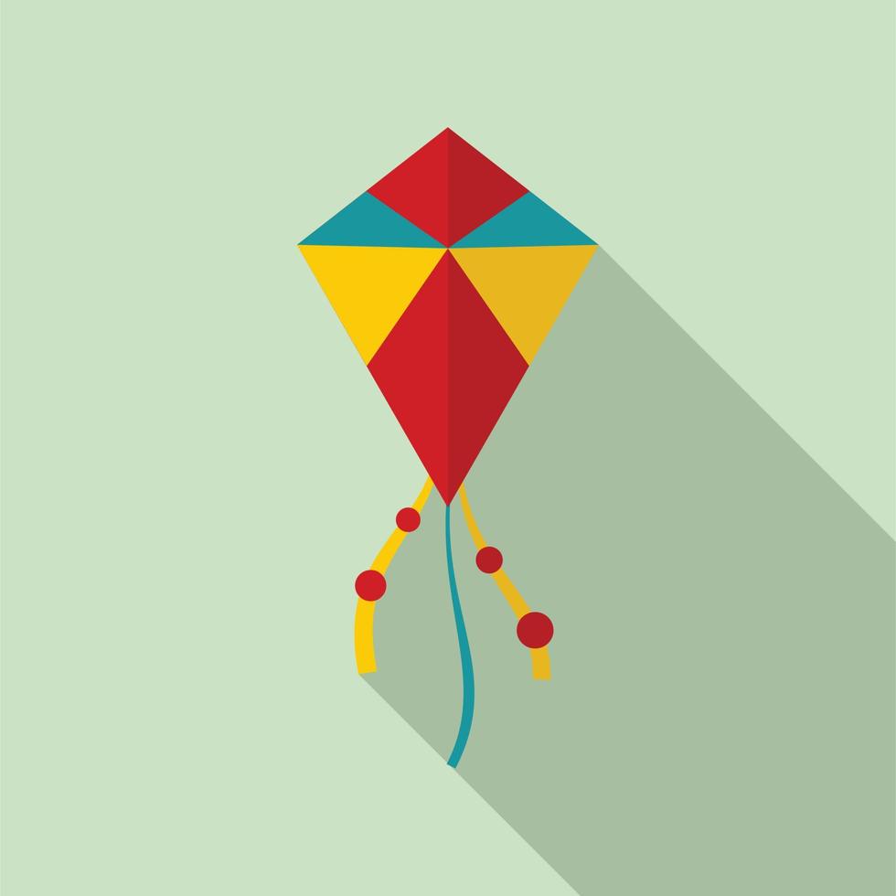 Summer kite icon, flat style vector