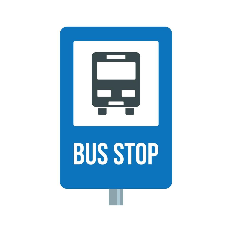 icono de señal de parada de autobús de la ciudad, estilo plano vector