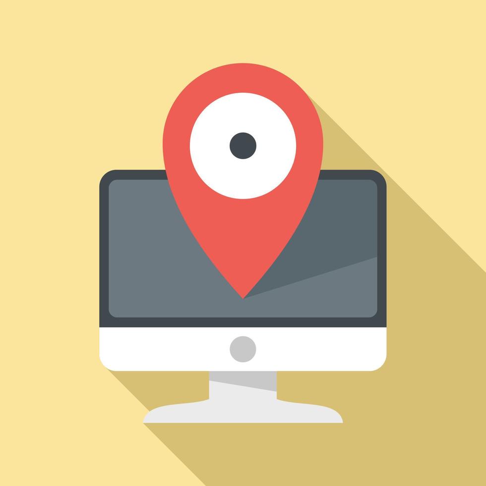 Business computer location icon, flat style vector