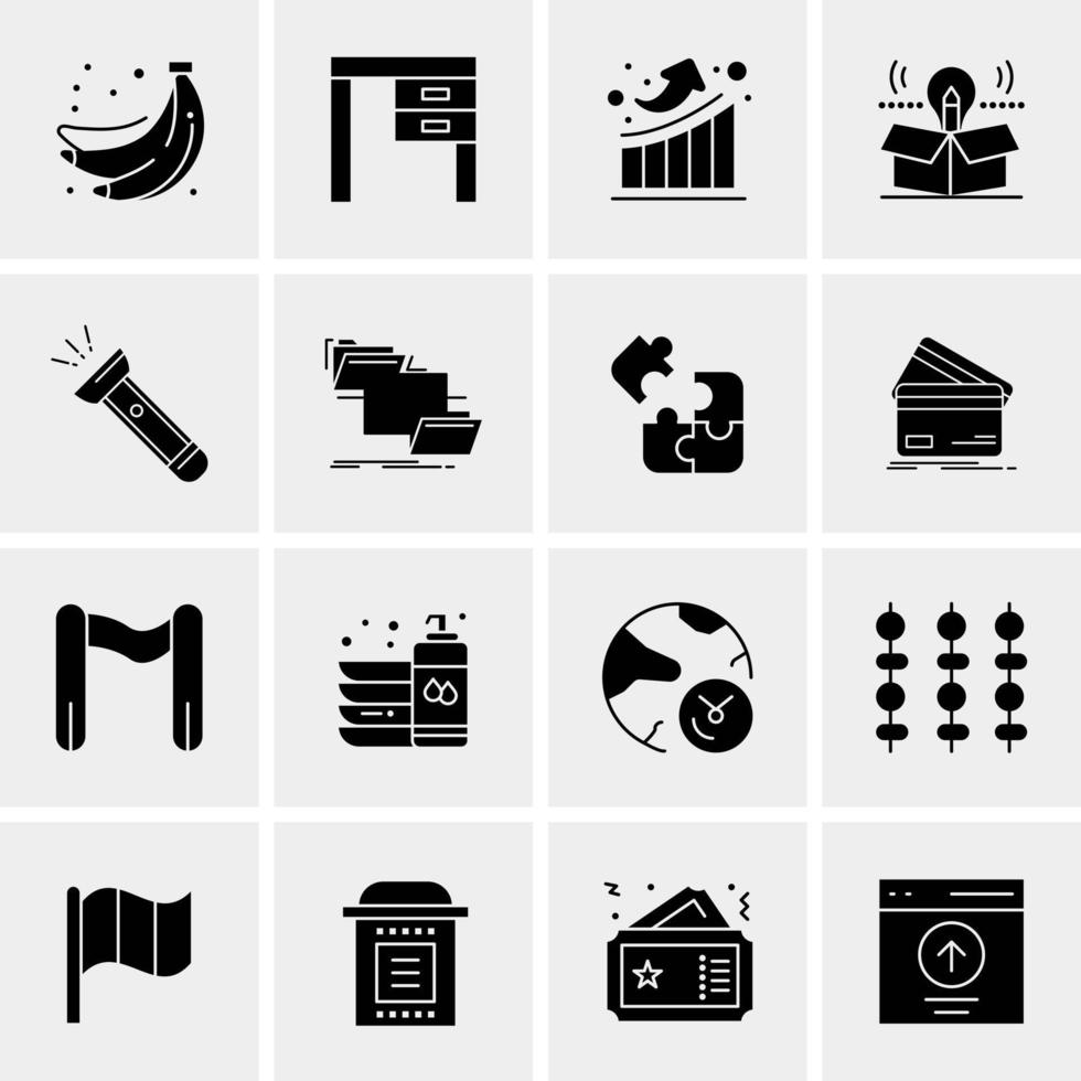 16 iconos de negocios universales vector ilustración de icono creativo para usar en proyectos relacionados con la web y dispositivos móviles