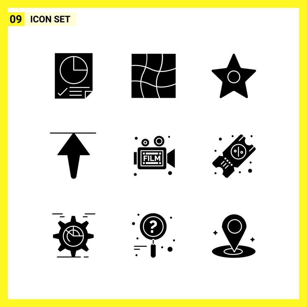 9 Icon Set Simple Solid Symbols Glyph Sign on White Background for Website Design Mobile Applications and Print Media vector