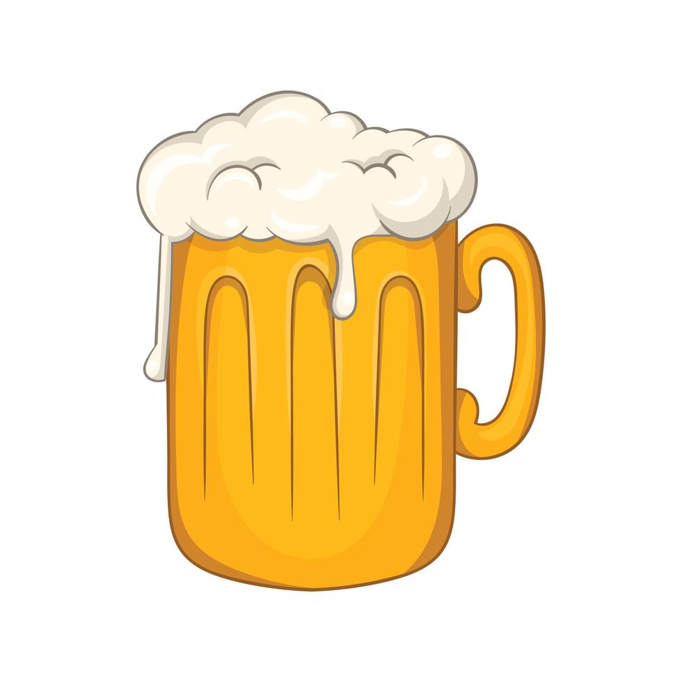 Mug with beer icon, cartoon style vector