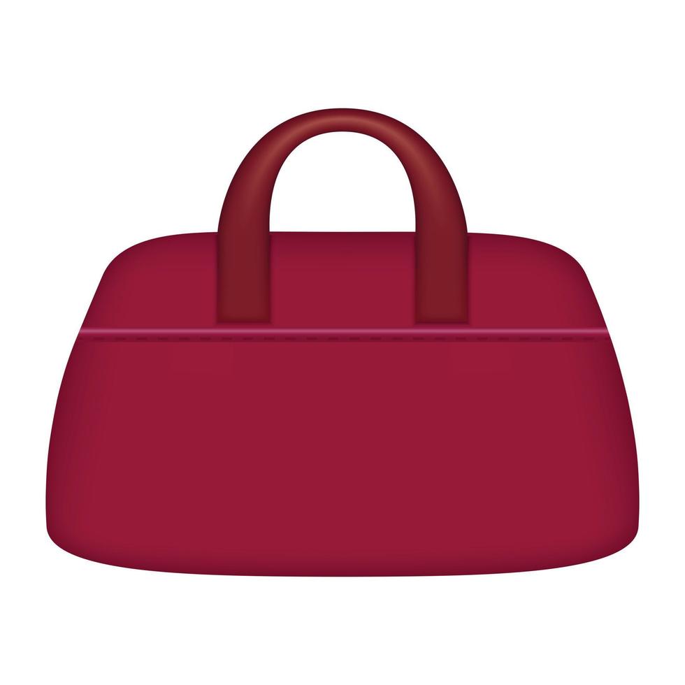 Red suitcase icon, realistic style vector