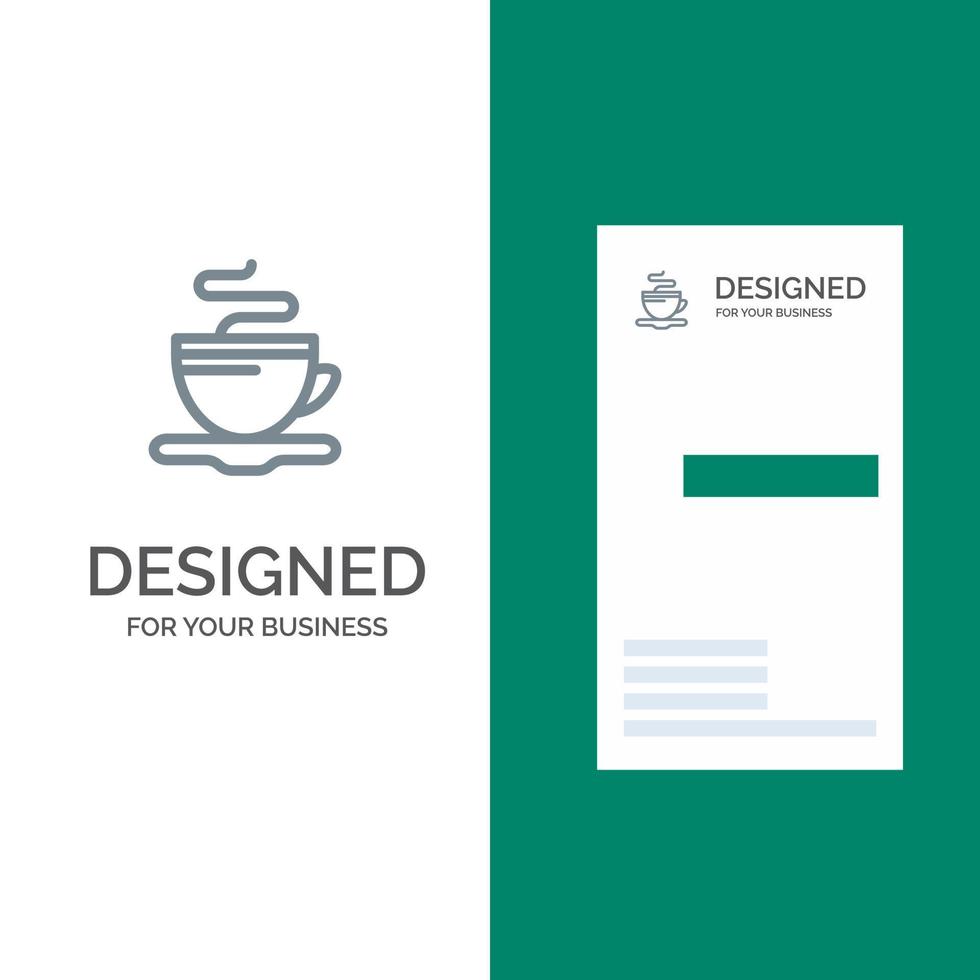 Tea Cup Coffee Hotel Grey Logo Design and Business Card Template vector